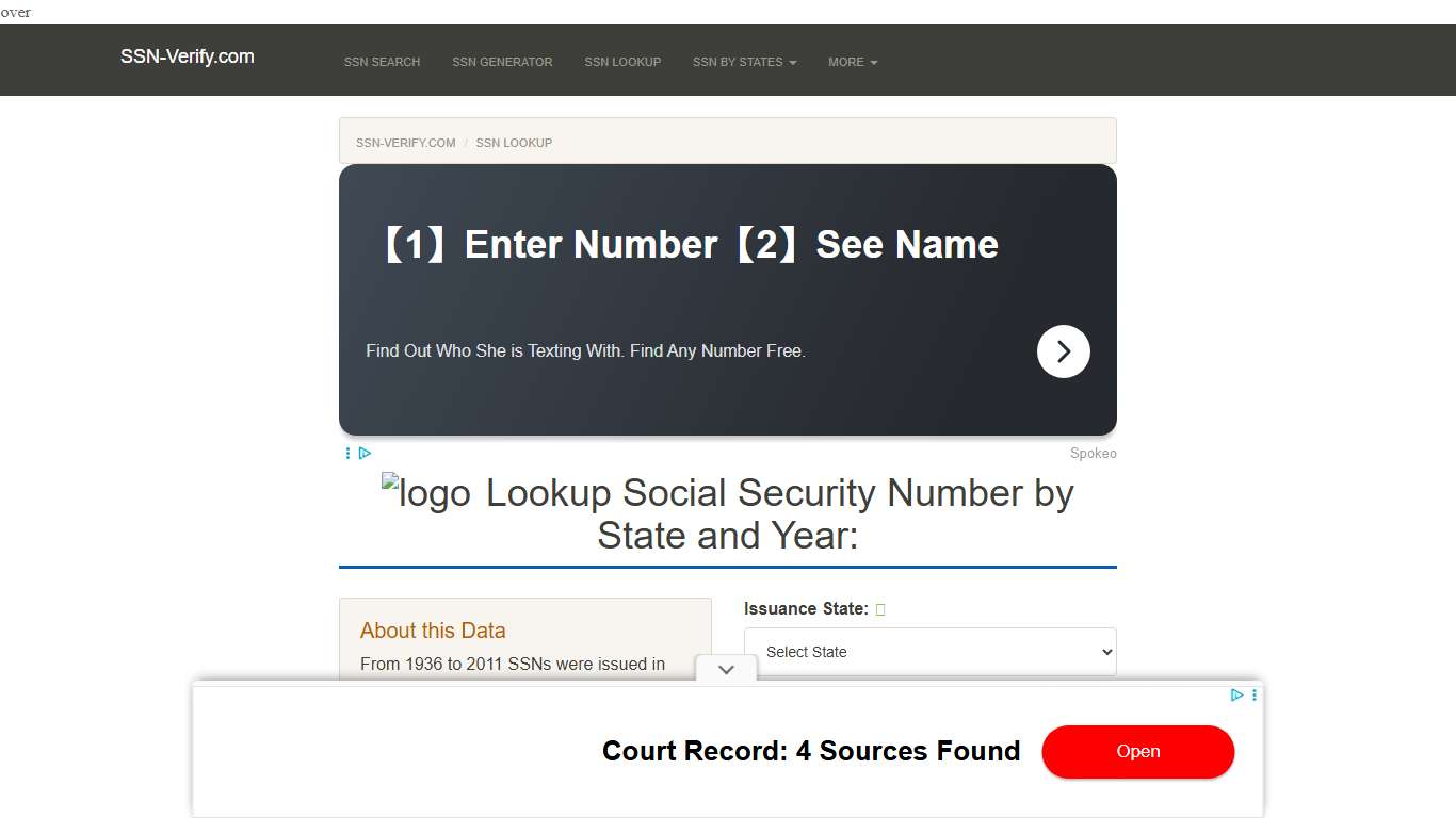 SSN Lookup By State and Year SSN-Verify.com